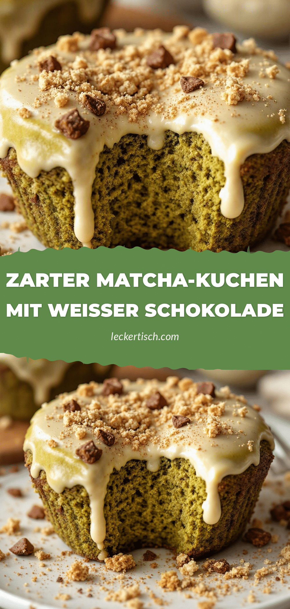 Matcha-Latte-Kuchen mit weißer Schokolade recipe