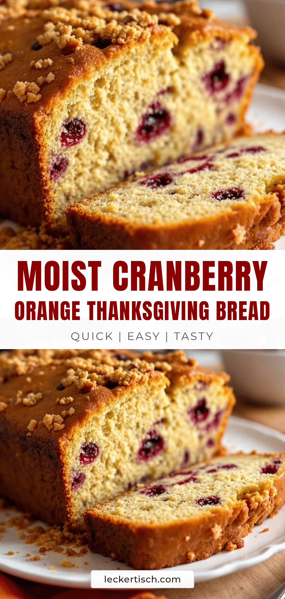 Moist Cranberry Orange Bread recipe