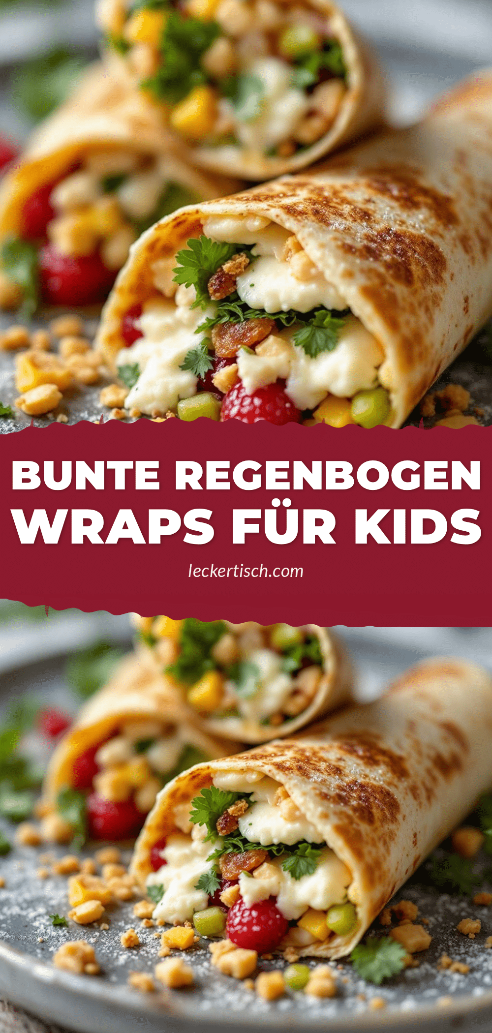 Regenbogen-Wraps mit Frischkäse recipe