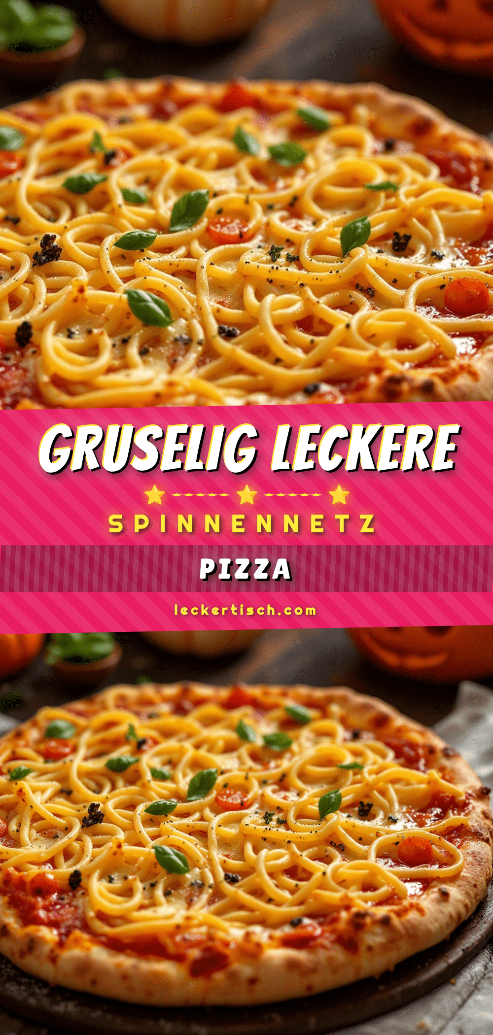 Spinnennetz-Pizza Halloween-Rezept recipe
