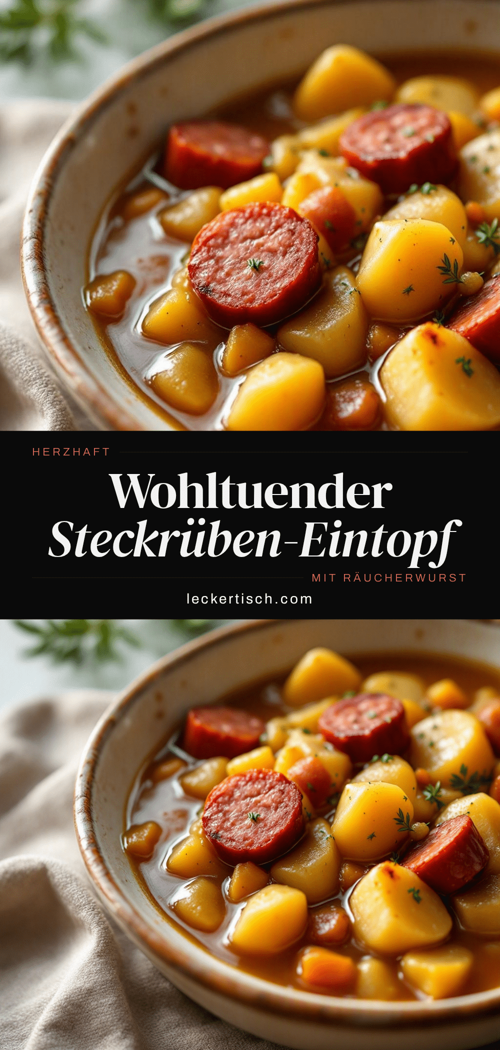 Steckrüben-Eintopf mit Räucherwurst recipe